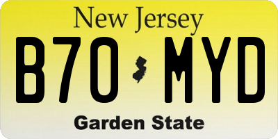 NJ license plate B70MYD