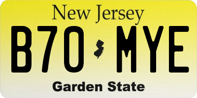 NJ license plate B70MYE