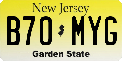 NJ license plate B70MYG
