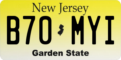 NJ license plate B70MYI
