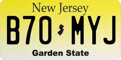 NJ license plate B70MYJ