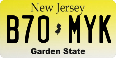 NJ license plate B70MYK