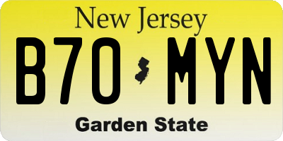 NJ license plate B70MYN
