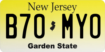 NJ license plate B70MYO