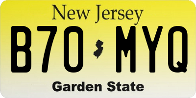 NJ license plate B70MYQ