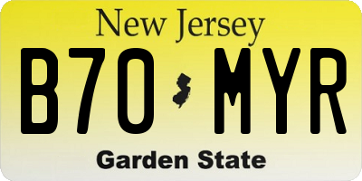 NJ license plate B70MYR