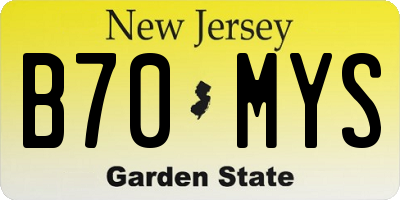 NJ license plate B70MYS