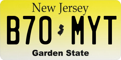 NJ license plate B70MYT