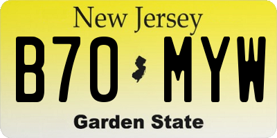 NJ license plate B70MYW