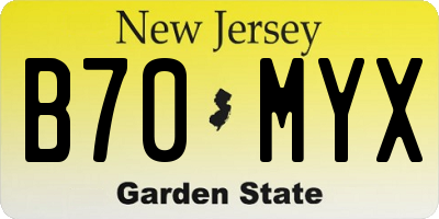 NJ license plate B70MYX