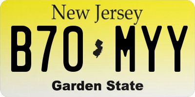 NJ license plate B70MYY