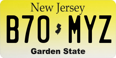 NJ license plate B70MYZ