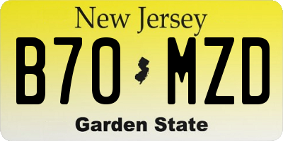 NJ license plate B70MZD