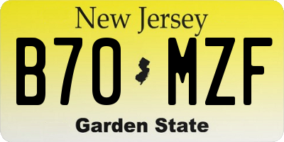 NJ license plate B70MZF