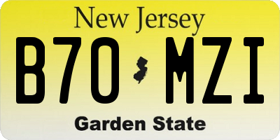 NJ license plate B70MZI