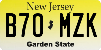 NJ license plate B70MZK