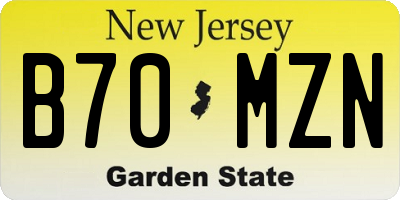 NJ license plate B70MZN