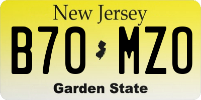 NJ license plate B70MZO
