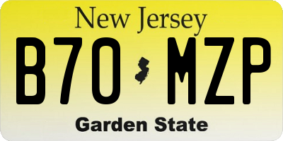 NJ license plate B70MZP