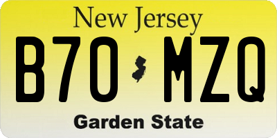 NJ license plate B70MZQ