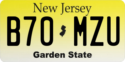 NJ license plate B70MZU