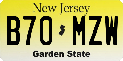 NJ license plate B70MZW
