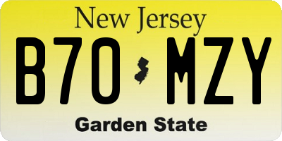 NJ license plate B70MZY
