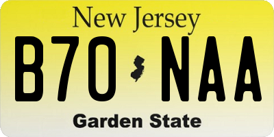 NJ license plate B70NAA