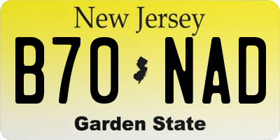 NJ license plate B70NAD