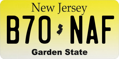 NJ license plate B70NAF