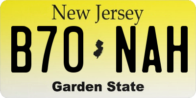 NJ license plate B70NAH