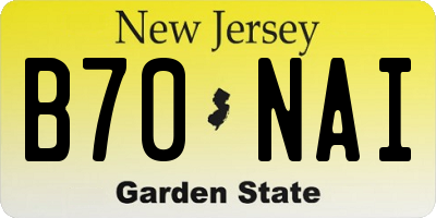 NJ license plate B70NAI