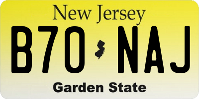 NJ license plate B70NAJ