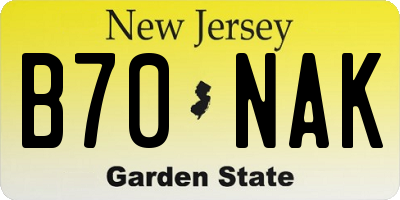 NJ license plate B70NAK
