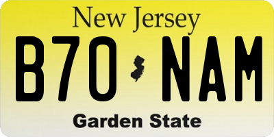 NJ license plate B70NAM