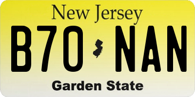 NJ license plate B70NAN