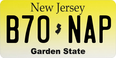 NJ license plate B70NAP