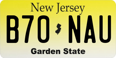 NJ license plate B70NAU