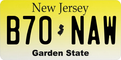 NJ license plate B70NAW