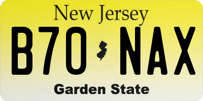NJ license plate B70NAX
