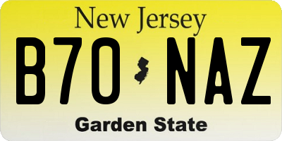 NJ license plate B70NAZ