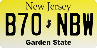NJ license plate B70NBW