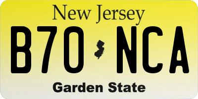 NJ license plate B70NCA