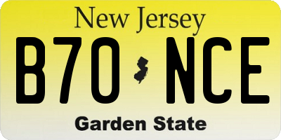 NJ license plate B70NCE