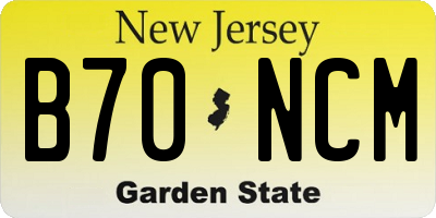 NJ license plate B70NCM