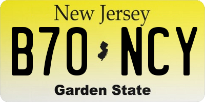 NJ license plate B70NCY