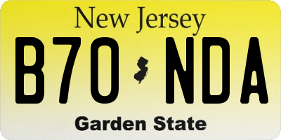 NJ license plate B70NDA
