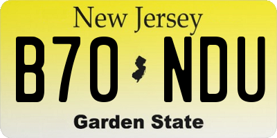 NJ license plate B70NDU