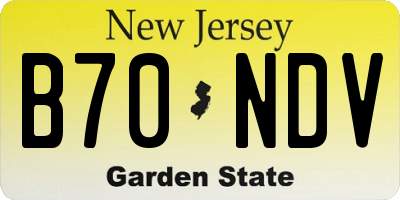 NJ license plate B70NDV