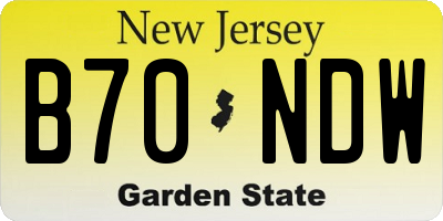 NJ license plate B70NDW